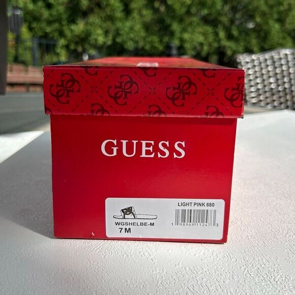 Guess Light Pink Rhinestone Logo Slides Sandals Size 7M with Box - Picture 3 of 6